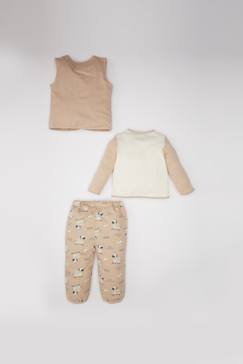 ديفاكتو طقم بيبي اولادي زيبرا تيشيرت وبنطلون قصة عادية - 3 قطع - Image 5